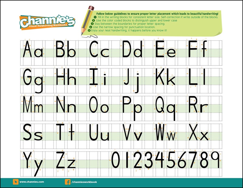 Channie's Channieâ€™s My First Letters, Pre K - Kindergarten Writing Workbook, Fun Way to Practice Letter Tracing for Kids Ages 3-5, Easy to Follow, Color-Coded, 40 Double-Printed Worksheets - Image 2